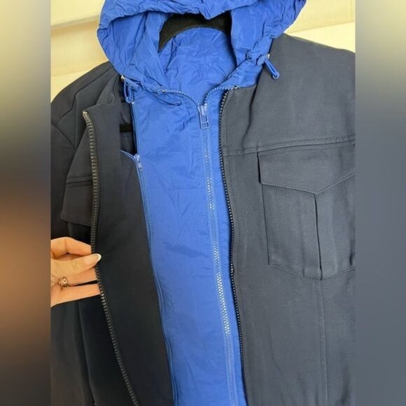 TORY BURCH SPORT Blue Jacket With Detachable Hood Size Small - Picture 4 of 13